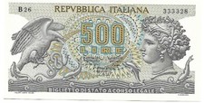 BANCONOTA 500 LIRE ARETUSA 