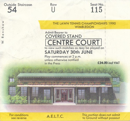 Biglietto tennis 1990 - biglietto, lawn