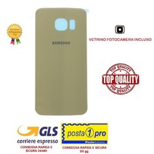 BACK COVER VETRO POSTERIORE COPRIBATTERIA PER SAMSUNG G920 S6 GOLD CON BIADESIVO