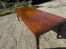 Tavolo Antico Noce Intarsiato Grande Dimensioni Liberty