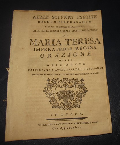 1781 solenni esequie rese - solenni,