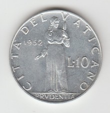 PIO XII VATICANO 10 LIRE 1952