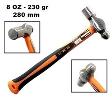 MARTELLO DA CARROZZIERE TESTA TONDA E CILINDRICA E MANICO IN FIBRA 230gr (8 OZ)