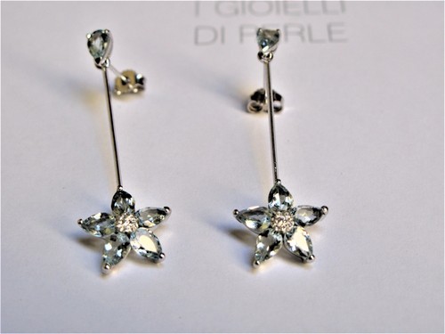 Aquamarine 18k white - aquamarine, drop
