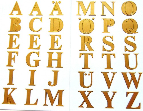 Lettere appiccicose oro 16mm - lettere,