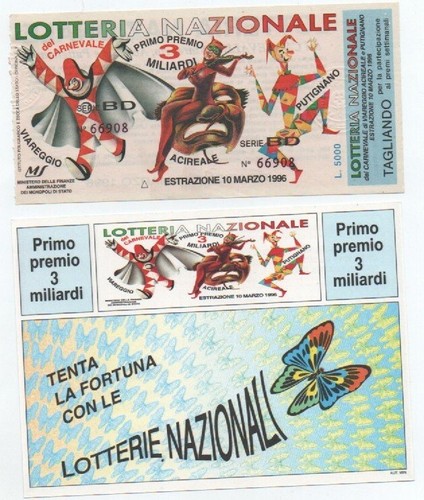 Lotteria nazionale del - lotteria,