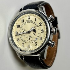 Orologio Bulova Cronografo Uomo 44mm Crema Quadrante 24ore Tachimetro Pelle C860868
