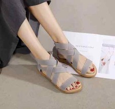 sandali donna bassi fiori tacco basso grigio elasticizzati pelle sintetica 89850