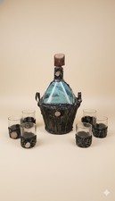Set Liquore Bottiglia 6 Bicchieri SUGHERO RUSTICO Paesaggio Decorativo Grappa