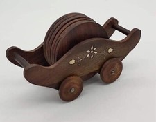 Set sottobicchieri vintage in legno - antichi sottobicchieri per tè e caffè p...