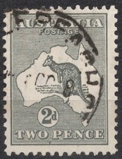 SG35 Sn:#45 1915 2d AUSTRALIA edizione canguro e mappa, corona stretta, usato LH