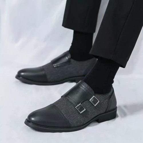 Scarpe monk strap uomo - strap, nere