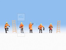 NOCH 15022 - Vigili del fuoco con divisa arancione e scale H0  con accessori