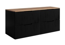 Armadio Armadietto Bagno Lavandino Lavabo Mobile Doppio 160 cm VENA Nero/Marrone