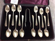 Set di 12 cucchiaini in argento con pinze Thomas Bradbury Londra 1891