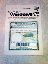 Lotto 2 manuali licenza Microsoft Windows 95  Italiano SO vintage Retrocomputer