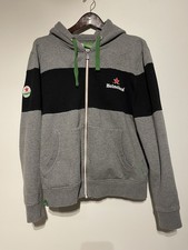 Heineken Amsterdam Felpa con Cappuccio Zip Grigio Nero Con Cappuccio Coulisse Uomo Tg M