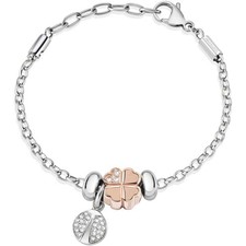 Bracciale Donna Acciaio Drops con quadrifoglio Oro rosa Morellato SCZ724