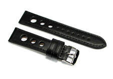 Cinturino per orologio vera pelle forato rally tranciato nero 20mm watch strap