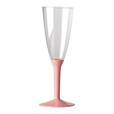 20 Flute in plastica con gambo ROSA - Flutes rigido monouso - Calici da Spumante