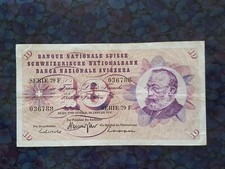 BANCONOTA 10 FRANCHI SVIZZERA 1972 SERIE 79 F