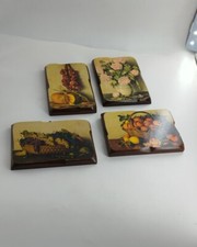 Gruppo 4 quadretti legno lavorazione artigianale " L'Arte povera"