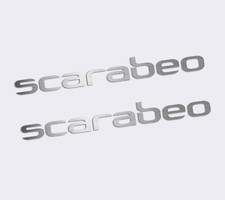 2 ADESIVI ARGENTATI SCRITTE LATERALI PER APRILIA SCARABEO 50-500 N.O.- NON IN 3D