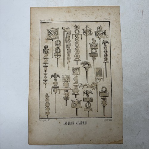 Stampa antica insegne militari - antica,