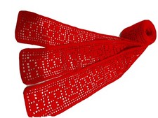 3 Bordure  In Cotone Lavorazione A FILET vintage color rosso