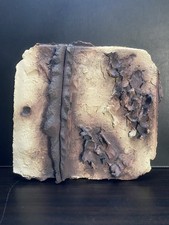 Opera d'Arte Astratta Materica Rilievo Beige Marrone 30x30cm Decorazione Unica