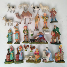 Lotto 19 Statuine Presepe epoca Vintage '40/'50 animali pecore gesso pasta -84I