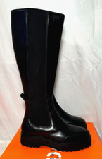 Stivali John Lewis in pelle UK 3 / EU 36 Purcella neri al ginocchio tacco basso pull on