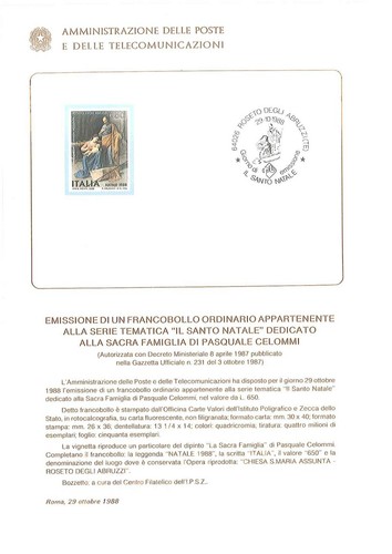 Bollettino natale 1988 - natale, dipinto