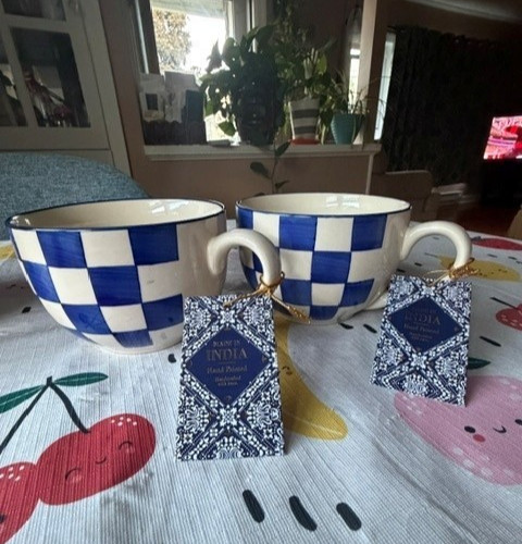 Set 2hand painted checkered - set,