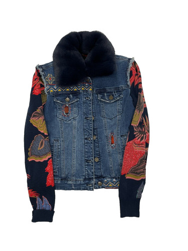 Giacca denim floreale desigual - giacca,