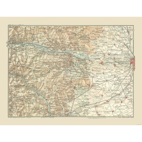Mappa storica area torino - mappa,