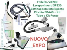 VORWERK FOLLETTO VK200 COMPLETO PULILAVA SP530 PICCHIO BATTITAPPETO TUBO + KIT