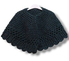 Offerta! SCIALLE Mantella lana UNCINETTO Fatto a mano Handmade - VERDE CON LAME'