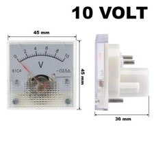 VOLTMETRO ANALOGICO DI TENSIONE 10V, 0-10V DC DA PANNELLO CORRENTE CONTINUA 