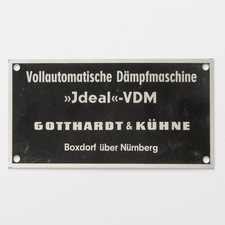 Targa in lamiera macchina a vapore completamente automatica Ideal-VDM Gotthardt & Kühne 24 x 12,5 cm