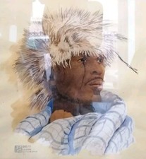 Ritratto -Africa - Lesotho - a firma di Aldo Riso - acquerello e tempera - Arte