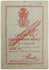 LEGIONE CARABINIERI REALI D’ITALIA TESSERA A. XXI° 1943 FERRARA CC.RR.