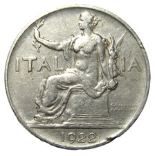 ITALY. 1 LIRA, 1922 R. 