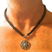 Collana con ciondolo pietra dura di turchese da uomo catenina in acciaio inox