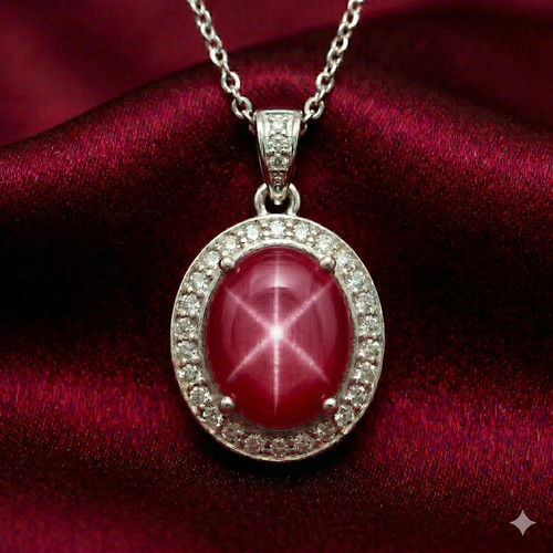 Ciondolo stella rossa rubino
