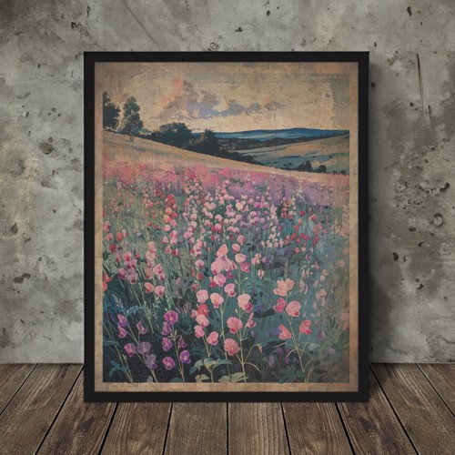 Sweet pea botanical wall art - wall,