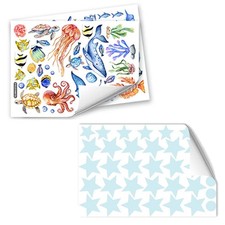 Adesivi murali animali marini bagliore al buio 3 pezzi per decorazione camera da letto bambini