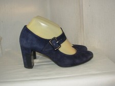 Perlato Scarpe A Sposa P.37 1/2 (Scarpe Grande = 38 / 38,5) Camoscio Blu Notte