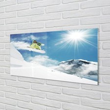 Quadro Tulup Stampa Acrilica 140x70 Wall Art Uomo Montagna Snowboard