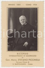 1934 COMO Cav. Mons. Stefano PICCINELLI 50° di sacerdozio *Ricordo AUTOGRAFO